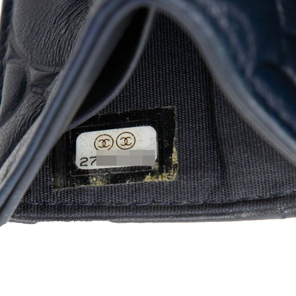 CHANEL Blue Leather Logo Wallet - Picture 6 of 6